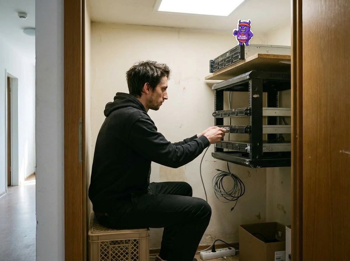 Claudio and his creator in the server room